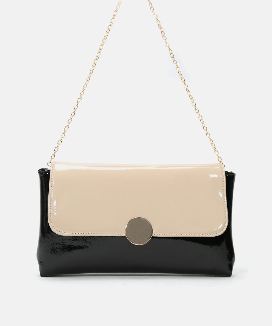 Bolso bicolor detalle metálico image number null